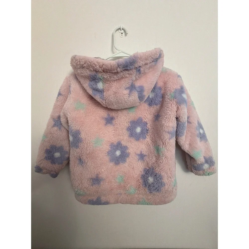 Disney Princess Reversible Puffer Jacket Girls‎ 6 Pink Purple Floral Excellent